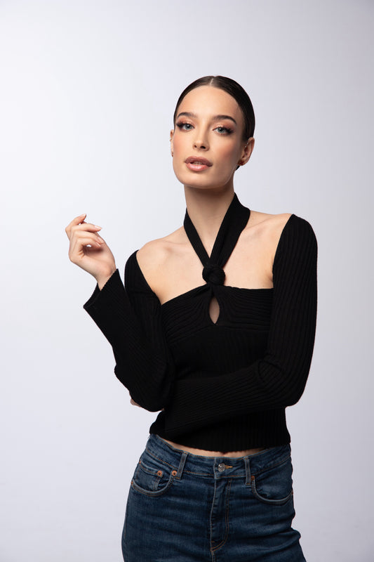 Knit top with knot